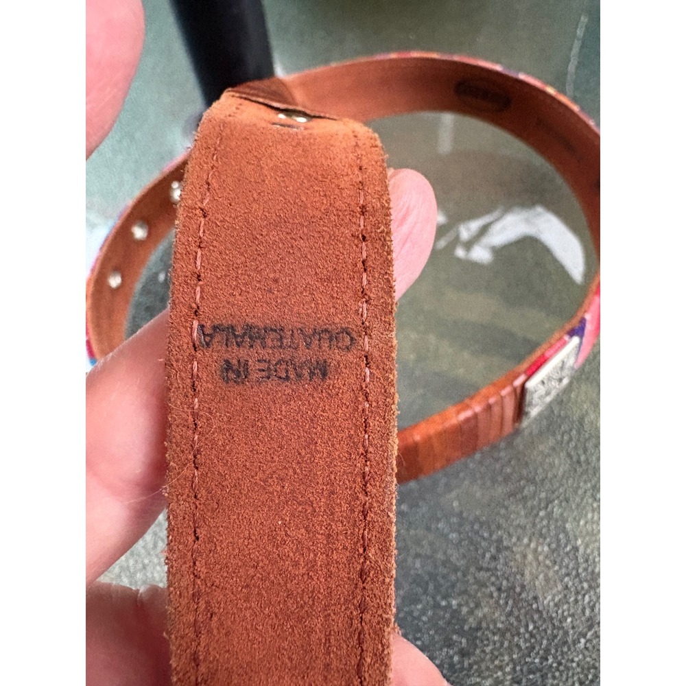 VTG Fossil Women Multi Wrap Belt Woven Striped Leather Pink Orange M BT830099702 - Picture 6 of 9